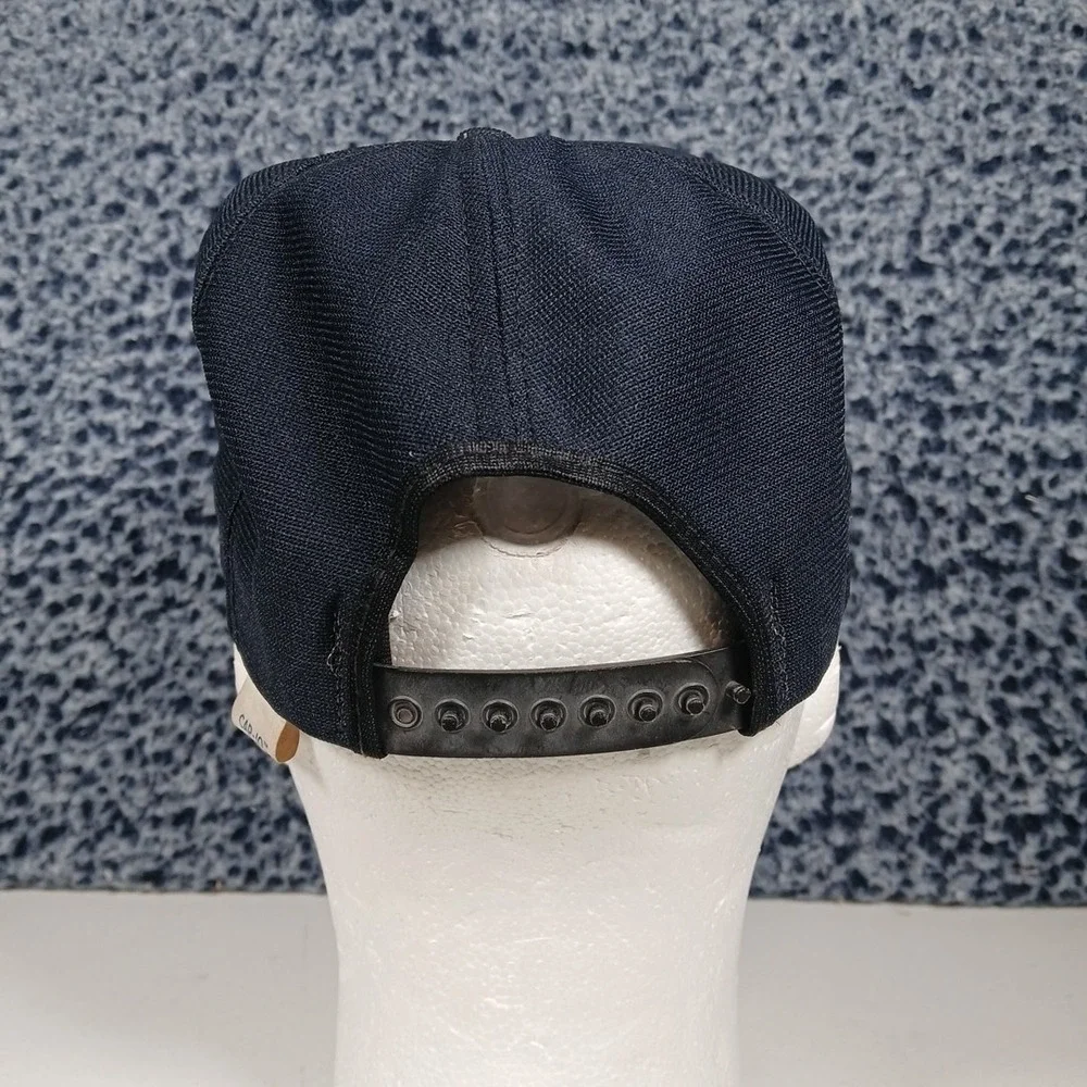 Vintage USS Flint AE-32 Navy Blue Snapback Hat Military Made in USA